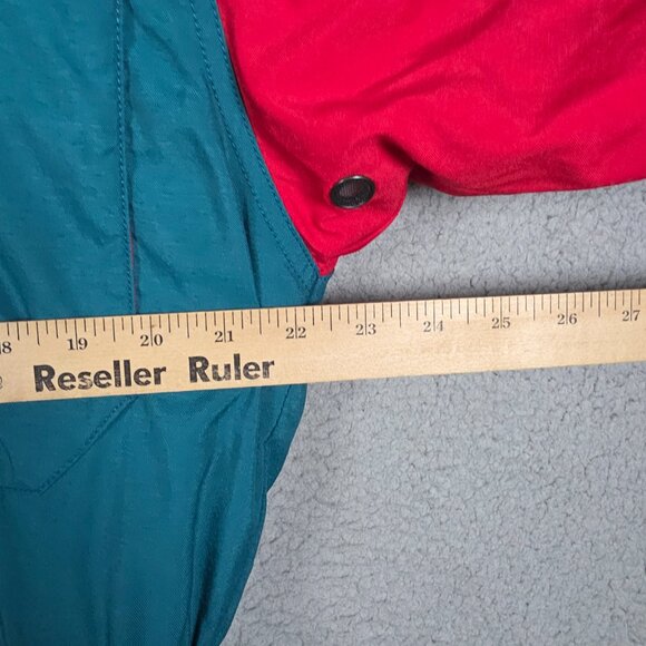 Vintage Hard Corps Ski Jacket Mens Medium Blue Green 90s Color Block Hooded - Picture 8 of 11